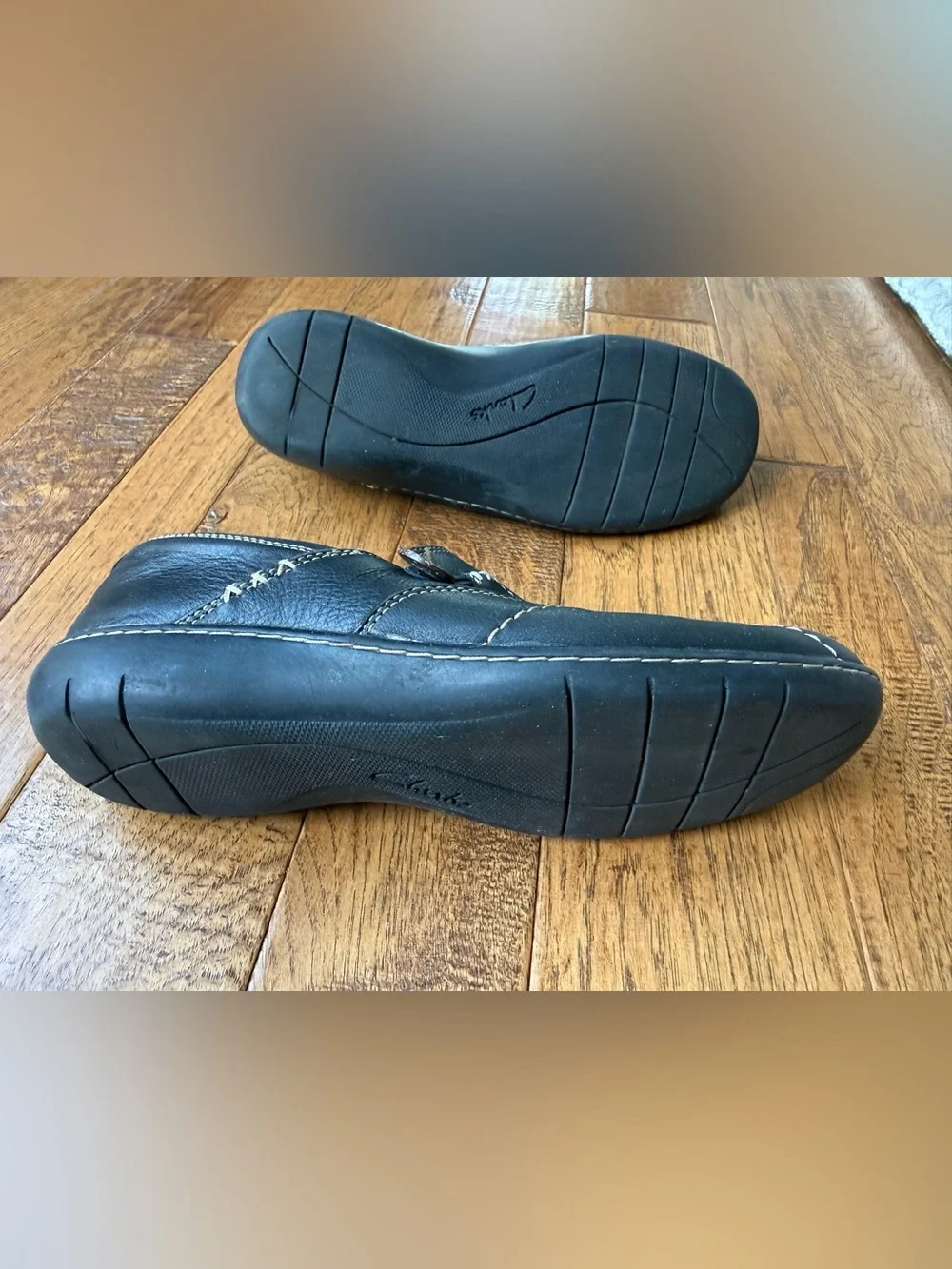Clark leather black slip-on shoes